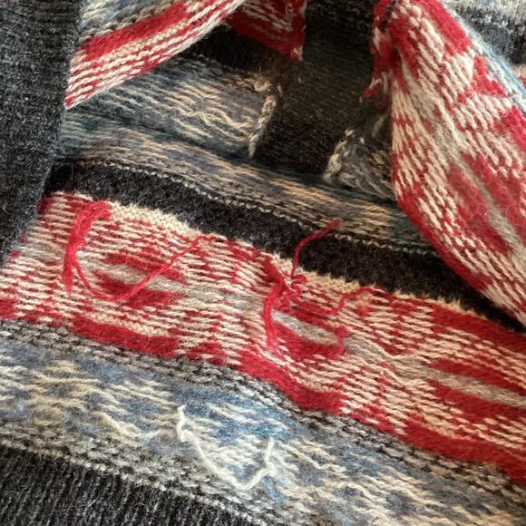 VTG Women's Wool Fair Isle Print Button Front Cardigan Sweater Multicolor Medium - Picture 8 of 10